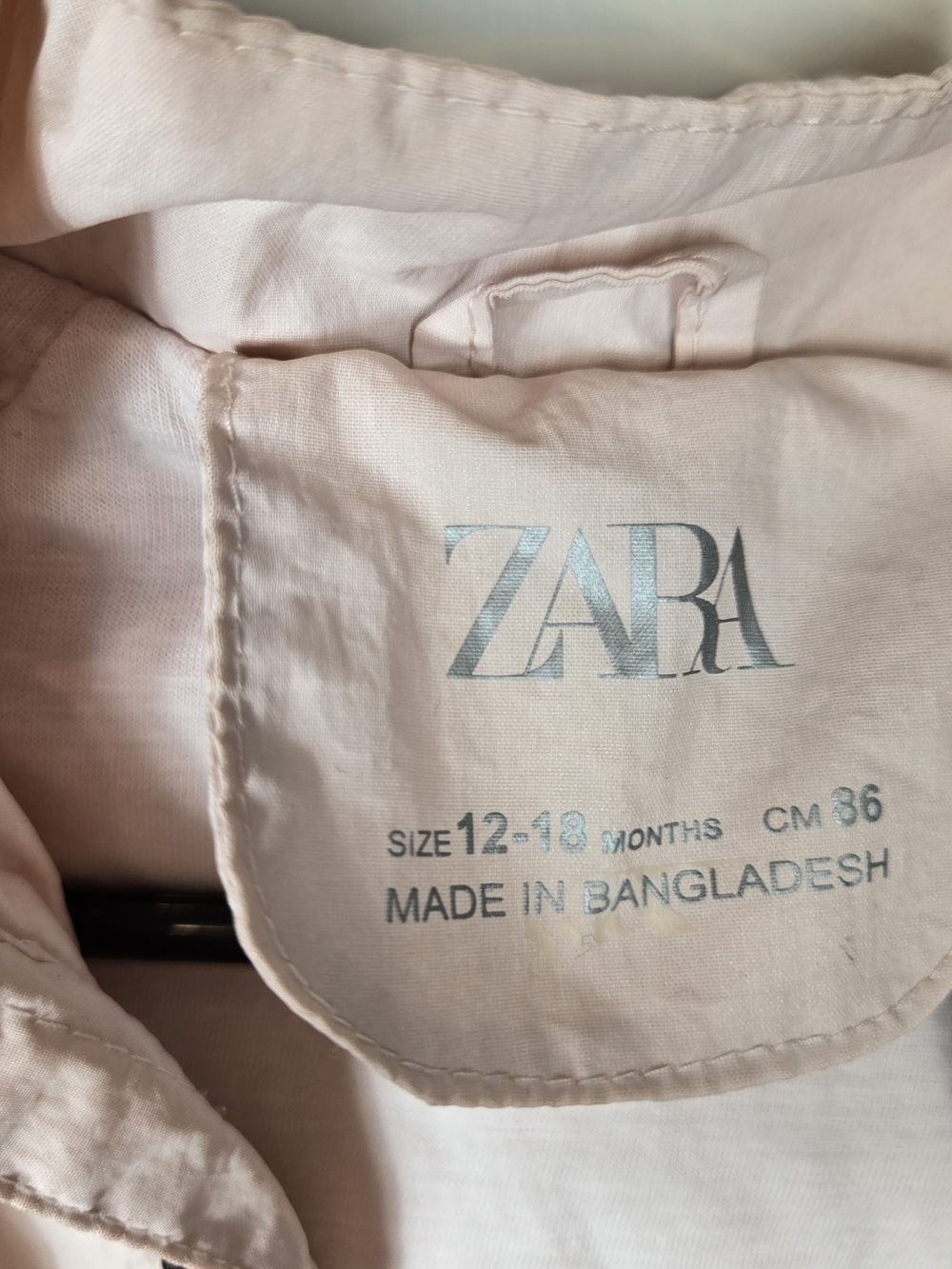 Zara Baby Girls Hooded Windbreaker Jacket Light Pink Zip Up 12-18 Months - Picture 6 of 7
